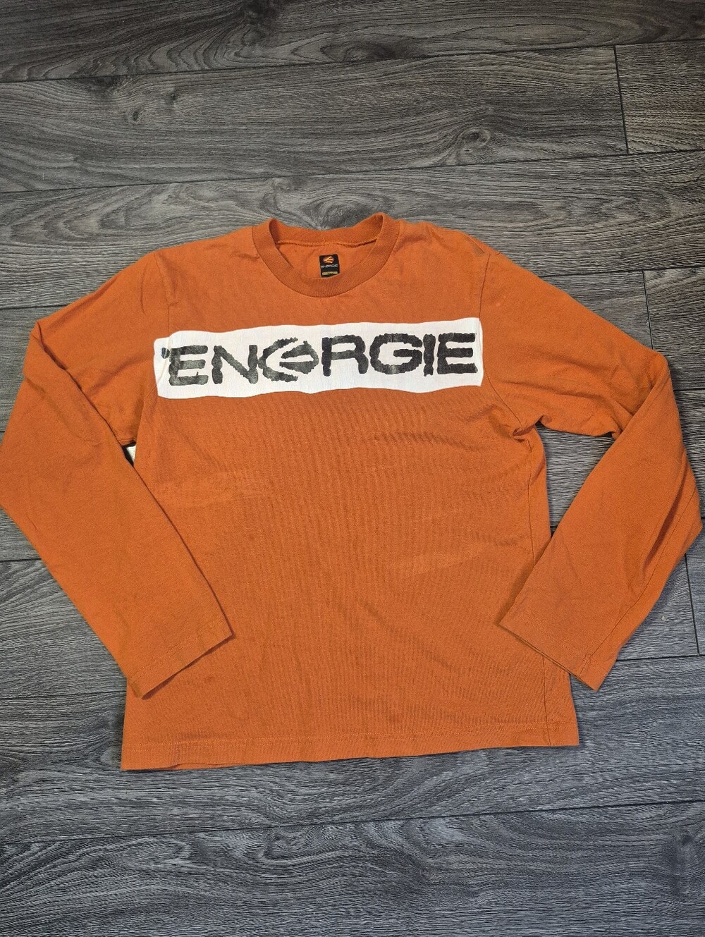 Vintage Energie Orange - White Graphic Long Sleeve Shirt Size L - Made In Italy